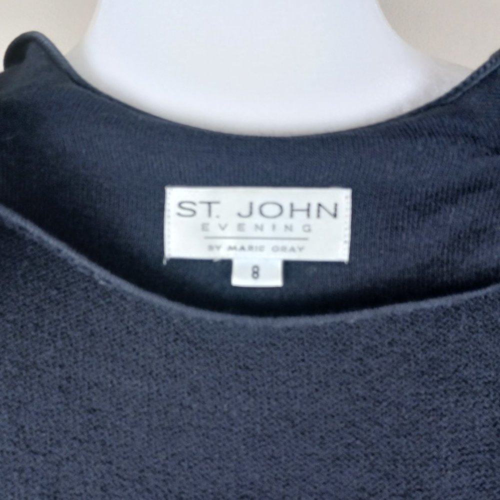 ST. JOHN EVENING By Marie Gray| Black Formal Blazer Jacket with Jeweled Buttons - Picture 7 of 8